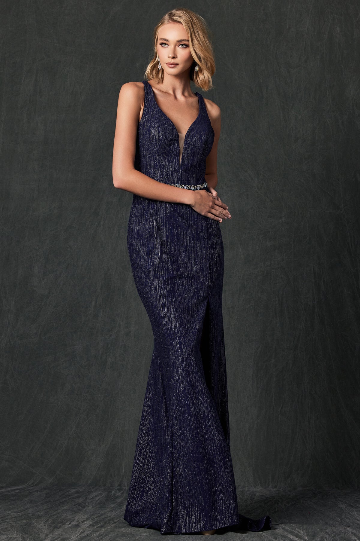 Fitted Strappy Back Gown with Glitters by Juliet 237– sheerdreamz