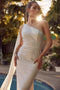 White Fitted One Shoulder Gown by Nox Anabel E1039W
