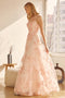 Juliet 279: Long A-line Dress with Floral Applique