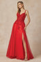 Juliet 283: Long A-line Dress with Floral Applique