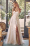 Off Shoulder Bridal Slit Gown with Floral Appliques by Nox Anabel JE953