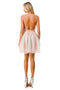 Coya S2742M: Short V-Neck Tulle Dress Embellished with Floral Applique
