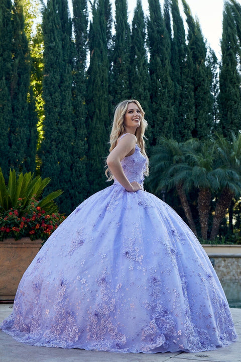 Sleeveless Floral Applique Ball Gown by Juliet 1446