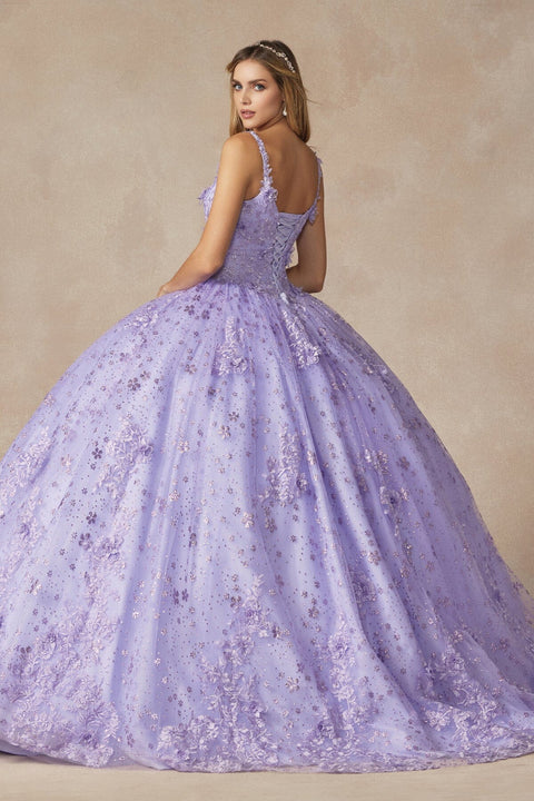 Sleeveless Floral Applique Ball Gown by Juliet 1446