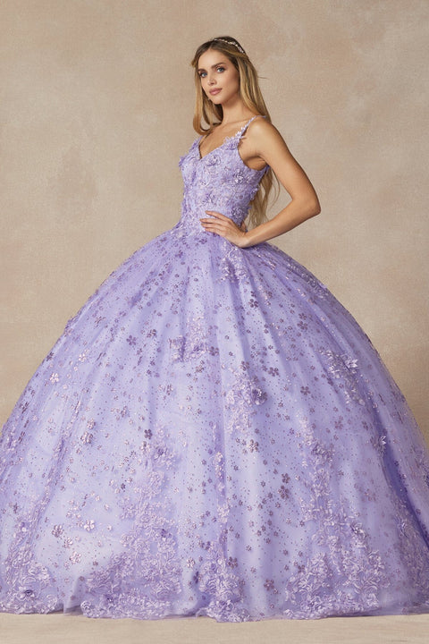 Sleeveless Floral Applique Ball Gown by Juliet 1446