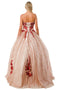 Coya L2730: Glittering Strapless Ball Gown Embellished with Floral Applique