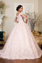 Elizabeth K GL1942: Ball Gown with Floral Embroidery