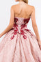 Elizabeth K GL1957: Glitter Ball Gown with Floral Embroidery