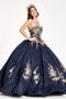 Elizabeth K GL1957: Glitter Ball Gown with Floral Embroidery