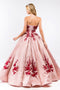 Elizabeth K GL1957: Glitter Ball Gown with Floral Embroidery