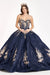 Elizabeth K GL1957: Glitter Ball Gown with Floral Embroidery