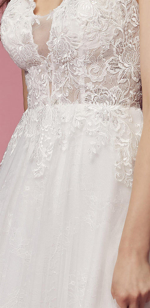Sleeveless Wedding Dress with Floral Lace by Nox Anabel JE920