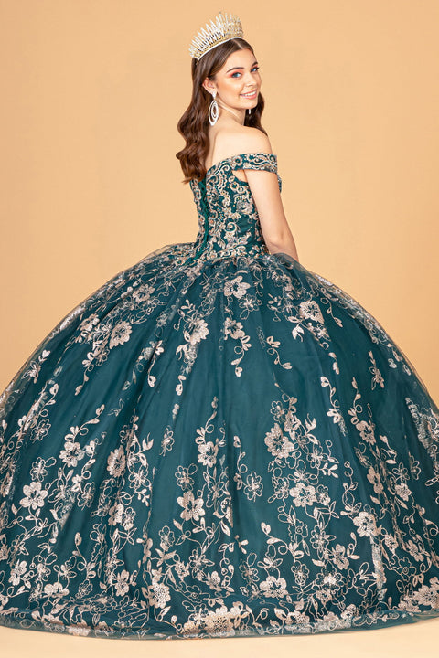 Off Shoulder Floral Ball Gown by Elizabeth K GL3074