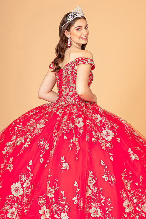 Off Shoulder Floral Ball Gown by Elizabeth K GL3074