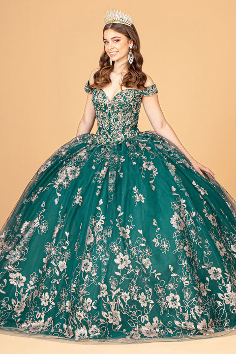 Off Shoulder Floral Ball Gown by Elizabeth K GL3074