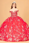 Off Shoulder Floral Ball Gown by Elizabeth K GL3074