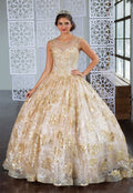 Quinceanera Dress with Floral Sequin Illusion  by Calla KY77239X
