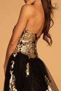 Floral Sequin Long Strapless Dress by GLS Gloria GL2654