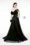 Elizabeth K GL1809: Long Dress with Flounced Cold Shoulder