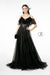 Elizabeth K GL1809: Long Dress with Flounced Cold Shoulder