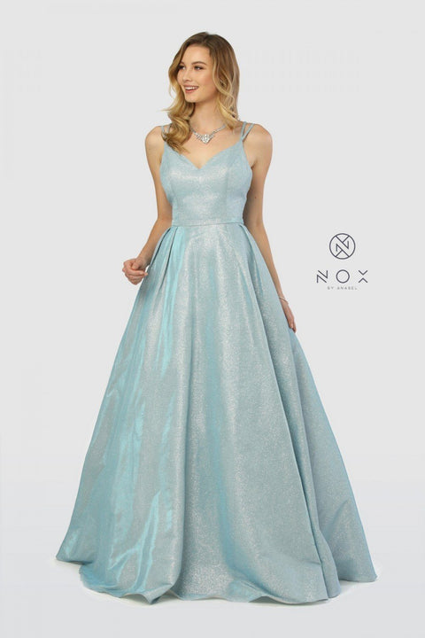 Glitter Dress with Crisscross Back by Nox Anabel E228