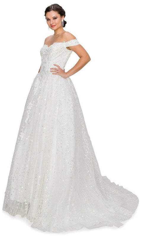 Glittery Cape Ball Gown by Cinderella Couture 4201