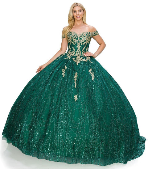 Glittery Cape Ball Gown by Cinderella Couture 4201