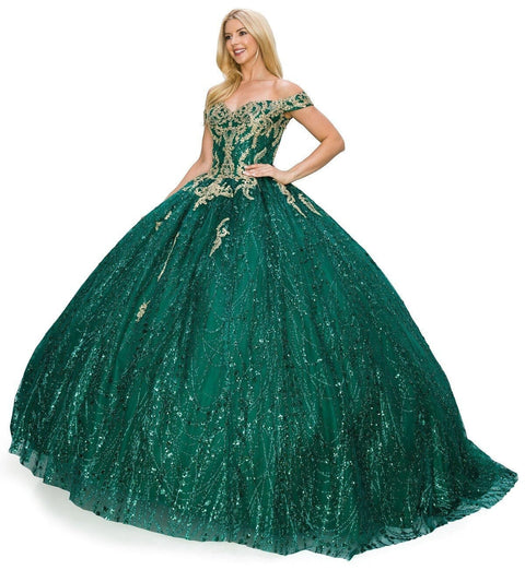 Glittery Cape Ball Gown by Cinderella Couture 4201
