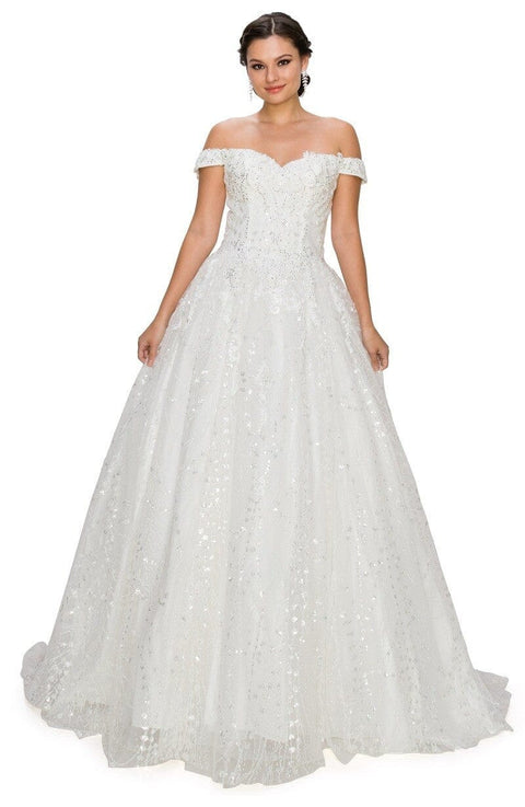 Glittery Cape Ball Gown by Cinderella Couture 4201