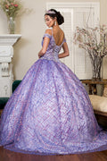 Elizabeth K GL1928: Cold Shoulder Ball Gown with Glitter