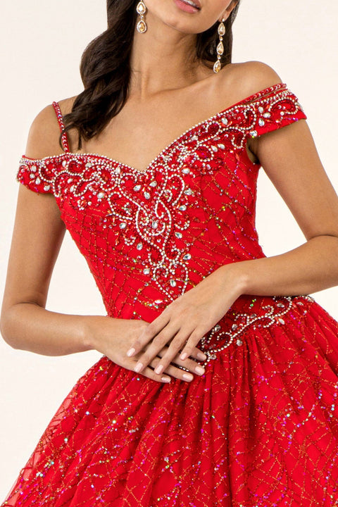 Elizabeth K GL1928: Cold Shoulder Ball Gown with Glitter