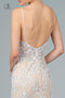 Elizabeth K GL2990: Long Fitted V-Neck Dress with Glitter Embroidery