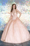 Glitter Illusion Quinceanera High Neck Dress by Calla KY71209