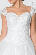 Elizabeth K GL2817: Long A-Line Wedding Gown with Glitter Lace