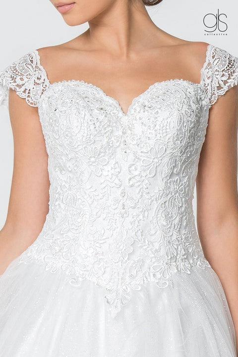 Elizabeth K Gl2817: Long A-Line Wedding Gown with Glitter Lace – alternate view 2
