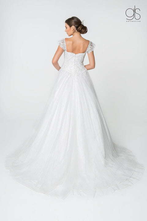 Elizabeth K Gl2817: Long A-Line Wedding Gown with Glitter Lace – alternate view 3
