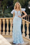 Juliet 288: Off Shoulder Gown with Glitter, Feather Corset