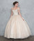 Off Shoulder Glitter Ball Gown with Embroidered Bodice