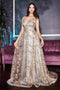 Glitter Print Ball Gown by Cinderella Divine CB068