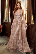 Glitter Print Ball Gown by Cinderella Divine CB068