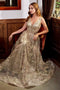 Glitter Print Ball Gown by Cinderella Divine CB068