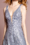 Glitter Print Gown with Illusion V-Neckline by GLS Gloria GL2698