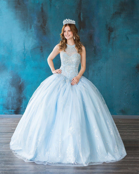 Glitter Print Quinceanera High Neck Dress by Calla SYL19002