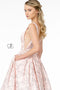 Elizabeth K GL2897: Long Dress with Glitter Print and Illusion V-Neckline