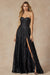 Juliet 2403: Long Strapless Slit Dress with Glitter Print