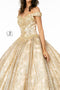 Elizabeth K GL1820: Off Shoulder Ball Gown with Glitter Print
