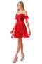 Coya S2747B: Short Sweetheart Dress with Shimmering Glitter Print
