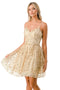 Coya S2756T: Short Sweetheart Dress with Sparkling Glitter Print