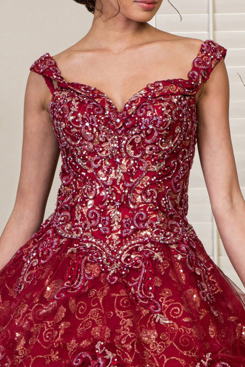 Glitter Print Sweetheart Ball Gown by Elizabeth K GL1945