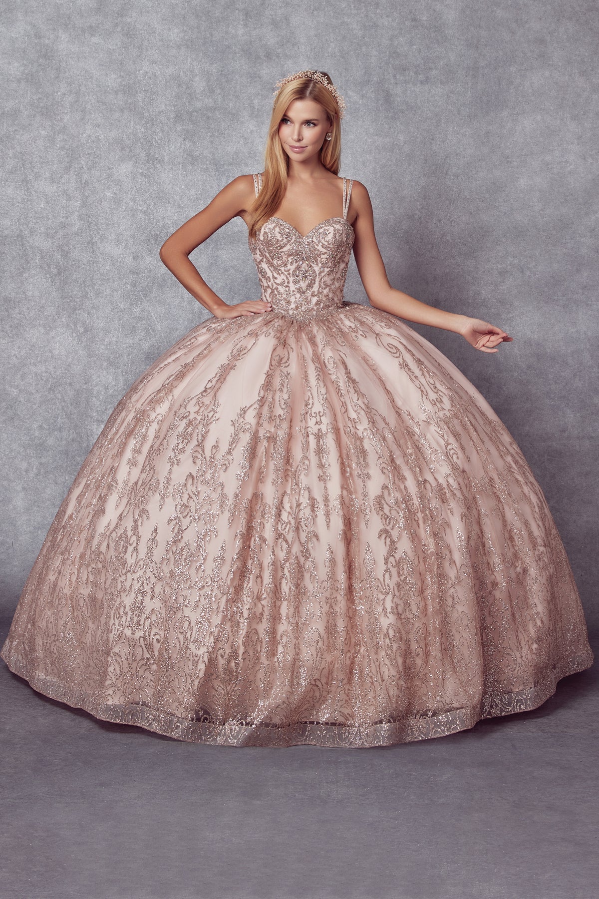 Sweetheart Ball Gown with Glitter Print by Juliet 1427– sheerdreamz